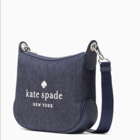 Kate Spade Denim Cherry Embroidered Rosie Crossbody Shoulder Bag & Coin
